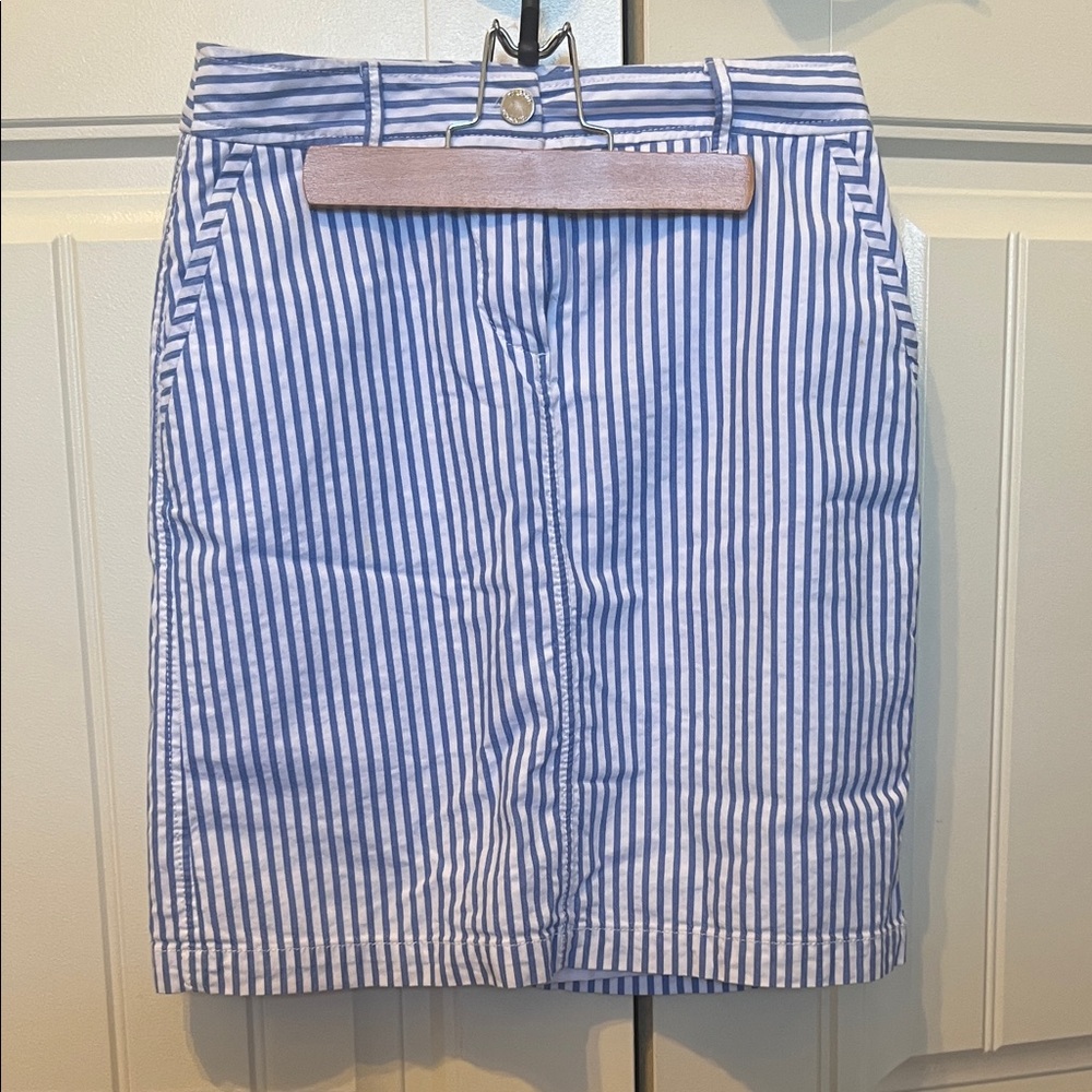 Talbots Blue and White Striped Pencil Skirt Sz 2P Like New